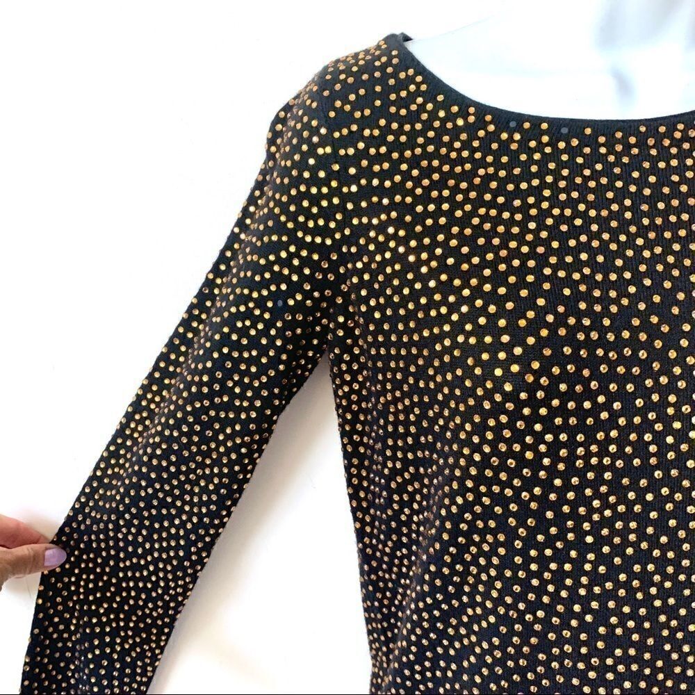 Alice + Olivia Gold Rhinestone Cashmere sweater